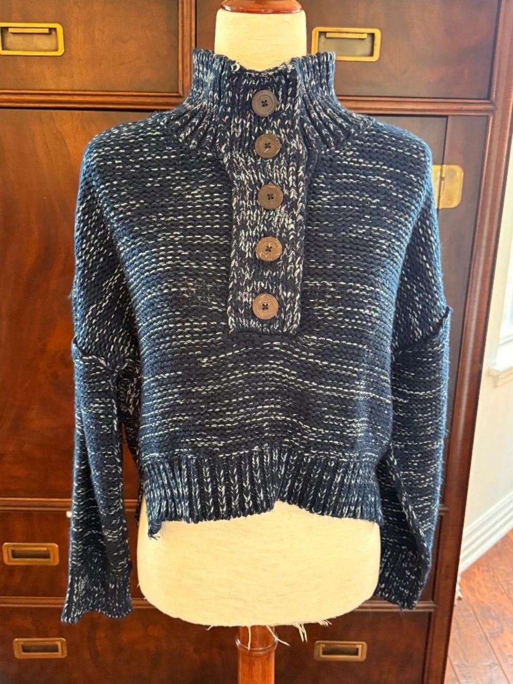 Anthropologie Pilcro Marled Henley Sweater Small